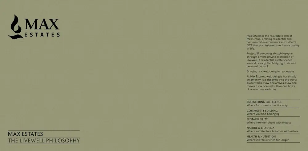 Brochure page 3: Max Estates: The LiveWell Philosophy